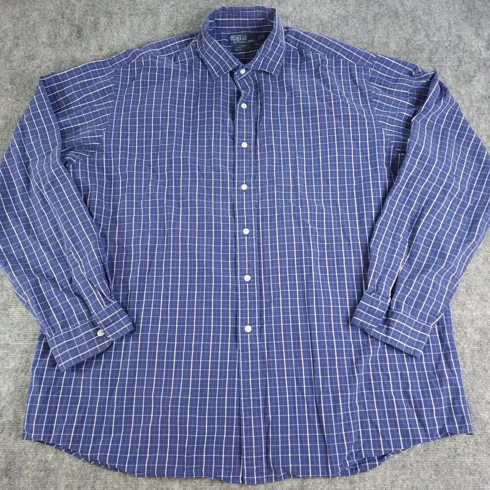 Polo Ralph Lauren Westerton Shirt‎ 2XL Long Sleeve Blue Check Button Up Cotton